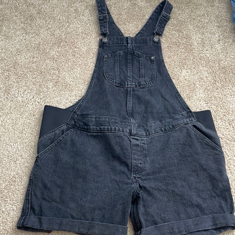 Maternity Black denim overalls old navy size medium